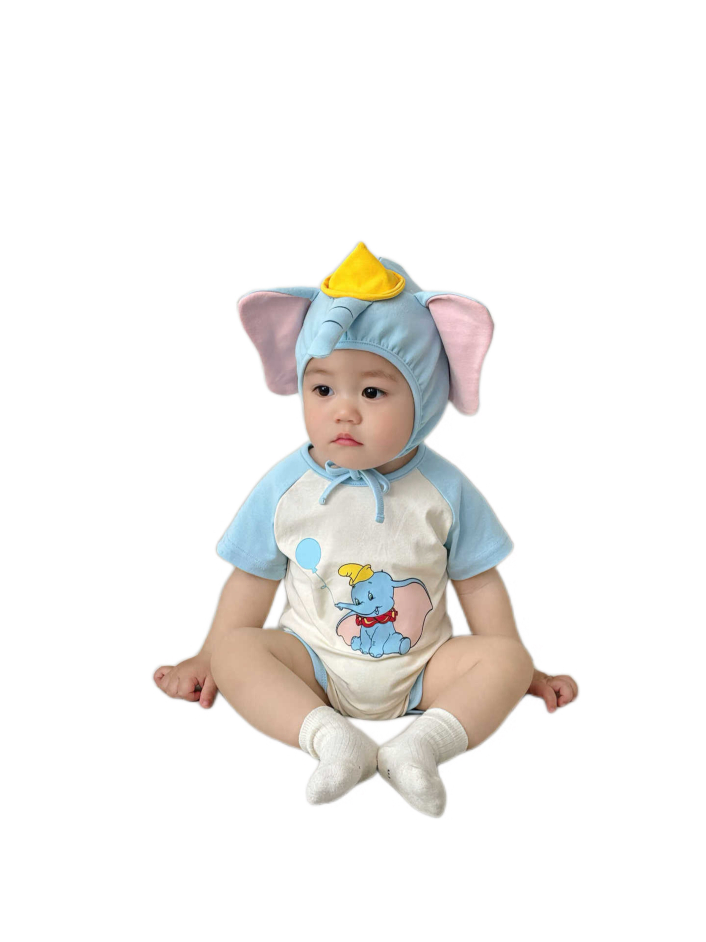 Baby Clothing Elephant - 3D象柄ベビーロンパースと帽子セット、半袖ロンパースボディスーツ、新生児幼児夏服、かわいい動物コスチューム