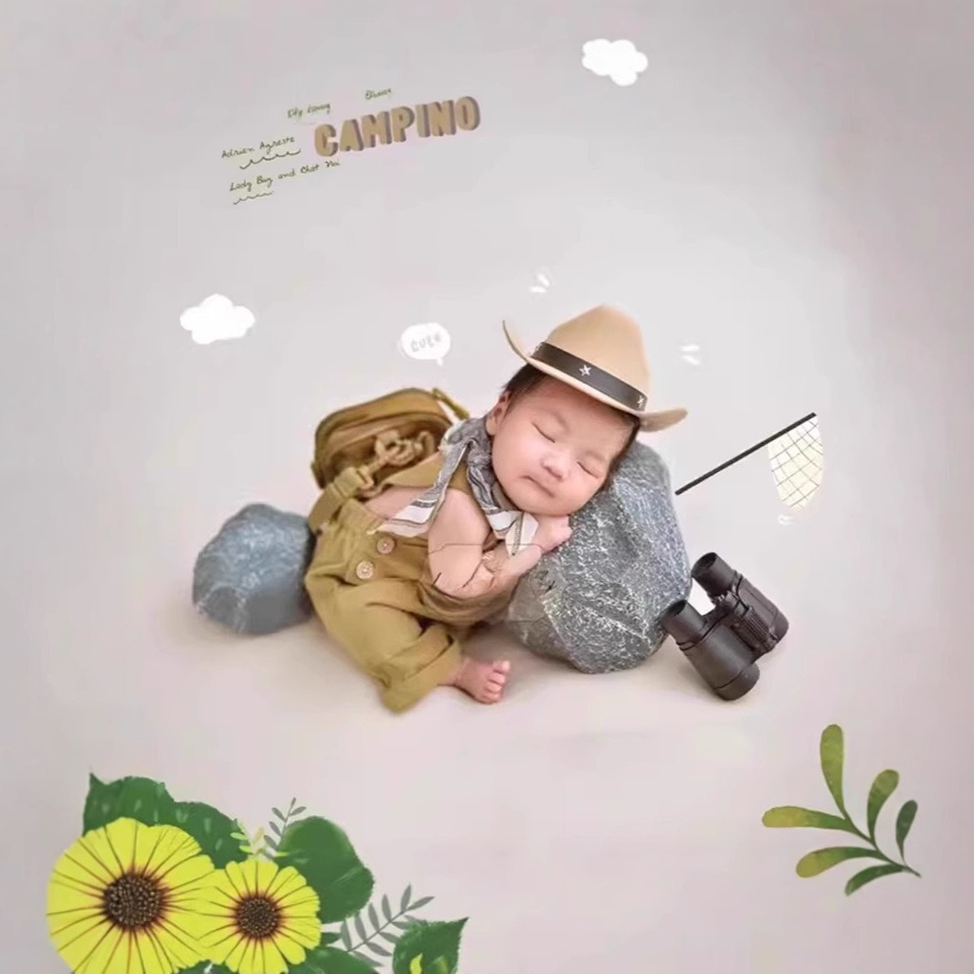 Baby Clothing Products - 新生児の写真撮影の小道具衣装ブレース男の子コスプレメガネカウボーイハット赤ちゃんの写真撮影の小道具アクセサリー