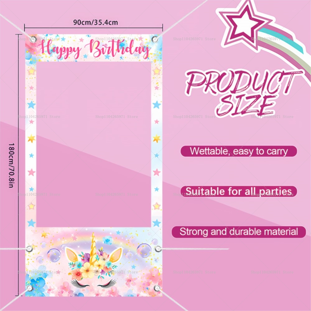 ユニコーンテーマフォトブースフレーム小道具女の子新生児1歳の - Baby Clothing Easter のレビューと価格