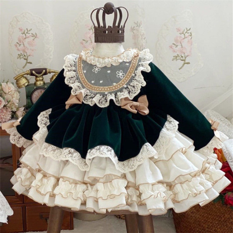 女の子のためのスペイン語のイブニングドレス,ヴィンテージのピ - Baby Clothing Easter のレビューと価格