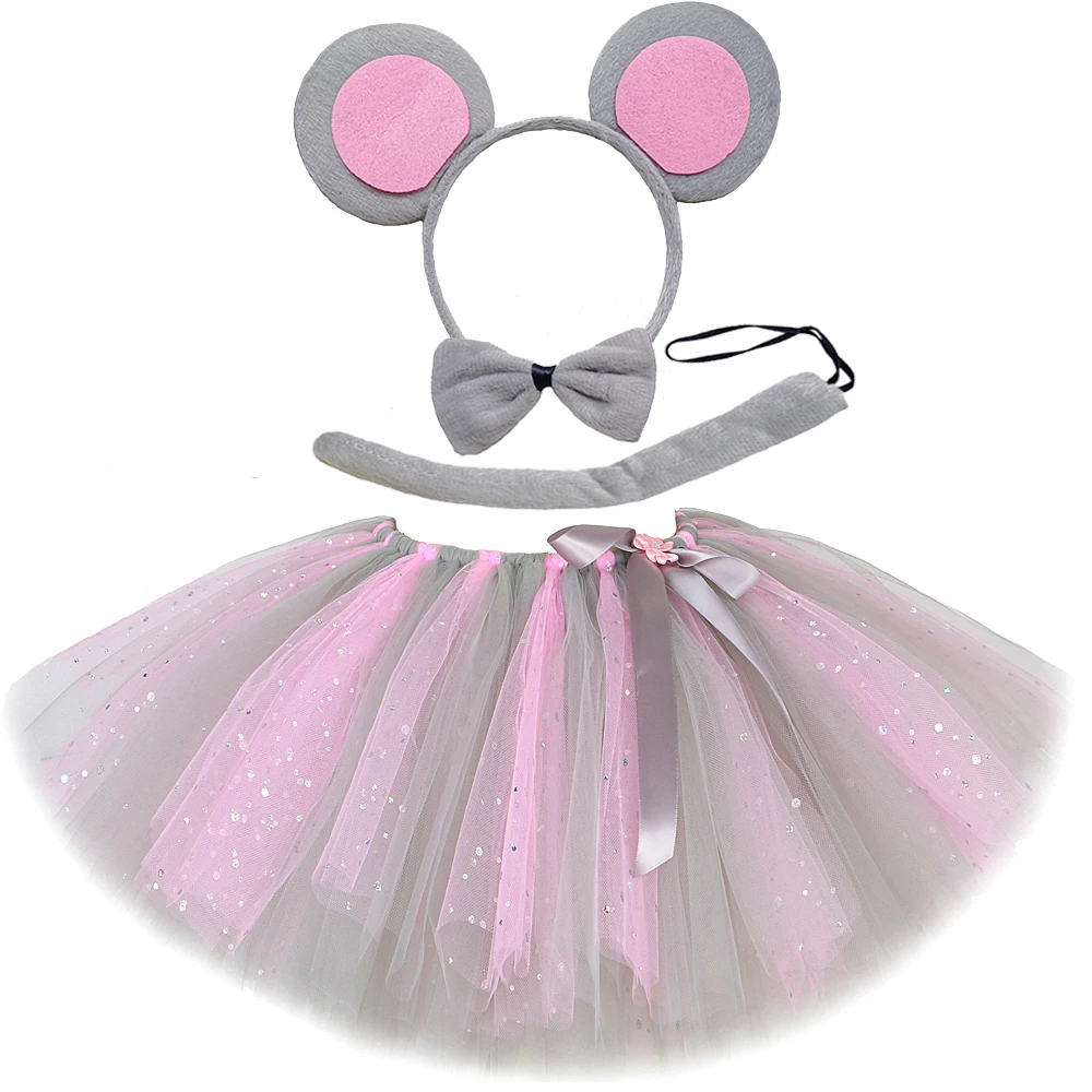キラキラピンクグレーマウスエレファントチュチュスカート 女の - Baby Clothing Elephant のレビューと価格