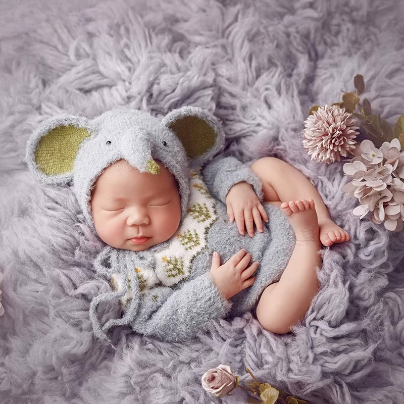 新生児写真撮影小道具かわいい象の背景衣類セットギリシャウール - Baby Clothing Elephant のレビューと価格